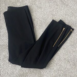 Black Pants with Gold Zipper Accents